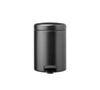 Brabantia Cubo de baño pequeño con tapa NewIcon 5 L Cubo con pedal a prueba de olores con cubo interior extraíble para baño, aseo o espacios pequeños | Confident Grey