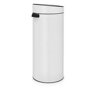 Brabantia Cubo de basura, Blanco, 32 x 29.5 x 72 cm | Cubo interior de plástico extraíble, tapa de cierre suave, apertura para pedal, anillo protector de suelo