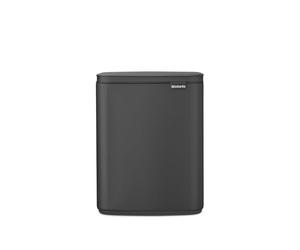 Brabantia Cubo de basura Bo 12L Rectangular, compacto, tapa cierre suave, cubo interior extraíble | Diseño para montaje en pared o independiente para baño, cocina u oficina | Mineral Infinite Grey