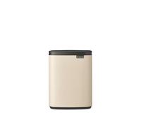 Brabantia Cubo de basura Bo 7L Cubo rectangular compacto con tapa de cierre suave y cubo interior extraíble | Diseño para montaje en pared o independiente para baño, cocina u oficina | Soft Beige
