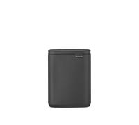 Brabantia Cubo de basura Bo 7L Rectangular, compacto, tapa de cierre suave y cubo interior extraíble | Diseño para montaje en pared/independiente para baño, cocina u oficina | Mineral Infinite Grey