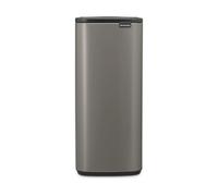 Brabantia Bo Touch Cubo de basura 30L (Platino), cubo basura reciclaje rectangular y compacto, con sistema de abertura Soft-Touch, papelera cocina con cubo extraíble, incluye bolsas PerfectFit