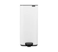 Brabantia Bo Pedal Cubo de basura 30L (blanco), papelera cocina con diseño compacto y sistema de apertura con pedal, cubo basura reciclaje con cubo extraíble, incluye bolsas PerfectFit