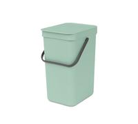 Brabantia - Cubo de basura Sort & Go 12L - Papelera de Reciclaje Mediana - Tapa en Posición Abierta - Fácil de Limpiar - para Debajo de la Cocina o Montado en la Pared - Jade Green - 20 x 25 x 35 cm