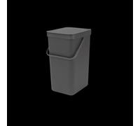 Brabantia Sort & Go 16L Cubo de basura (gris), cubo basura reciclaje con asa y tapa con posición abierta, papelera cocina para reciclaje con diseño multi-talento, fácil de limpiar