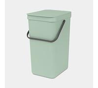Brabantia Sort & Go 16L Cubo de basura (verde jade), cubo basura reciclaje con asa y tapa con posición abierta, papelera cocina para reciclaje con diseño multi-talento, fácil de limpiar