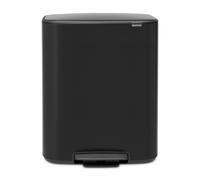 Brabantia Bo Cubo de pedal de cocina para reciclaje, 2 x 30L, color negro mate