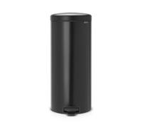 Brabantia Newicon Cubo de Basura con Pedal, Acero Inoxidable, Negro Mate, 30L