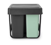 Brabantia Sort y Go 3, Cubo de basura empotrable, 10/10/20 litros, plástico, color gris y verde