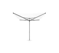 Brabantia Essential Tendedero de Paraguas, Metallic Grey, 50 m | Compacto y Regulable, Para 4 Cargas de Ropa, Soporte de Plástico de 35 mm, Cuerdas Resistentes a los Rayos UV, Sólido Anclaje