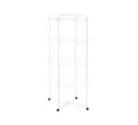 Brabantia HangOn Tendedero en Torre 30 M (Blanco), tendedero Vertical Que Ahorra Espacio, tenderete de Ropa Plegable con 4 Niveles de Secado, Ruedas y Ganchos