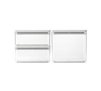 Brabantia Juego de 3 botes apilables, 2 x 1,5 litros y 1 x 3,5 litros, Tasty+, gris claro