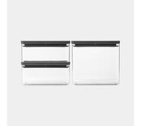 Brabantia Juego de 3 botes apilables, 2 x 1.5 litros y 1 x 3.5 litros, Tasty+, gris oscuro