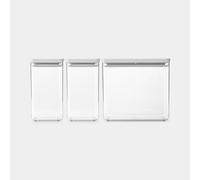 Brabantia Juego de 3 botes apilables, 2 x 1.6 litros y 1 x 3.5 litros, color gris claro