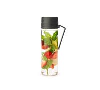 Brabantia - Make & Take Botella de Agua con Filtro 0.5L - Botella con Asa & Colador de Frutas - A Prueba de Fugas - Infusor - Transparente - Apta para Lavavajillas - Gris oscuro