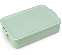 Brabantia - Make & Take Fiambrera - Grande - Espacio para Bocadillos - Tapa con Clips - Apta para Congelador, Microondas & Lavavajillas - Verde (Jade Verde) - 25,5 x 16,7 x 6 cm