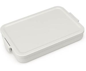 Brabantia - Make & Take Fiambrera - Plana - Espacio para Bocadillos - Tapa con Clips - Apta para Congelador, Microondas & Lavavajillas - Gris claro - 25,5 x 16,6 x 3,7 cm