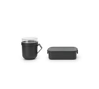 Brabantia - Make & Take Fiambrera - Mediana - Espacio para Bocadillos - Tapa con Clips - Apta para Congelador - Apta para Lavavajillas & Microondas - Verde (Jade Verde) - 20 x 13,5 x 5,5 cm