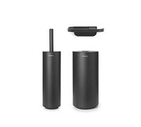 Brabantia - Mindet Set de 3 Accesorios para el Baño - Escobilla, Portarrollos & Dispensador de Rollos - Resistente a la Corrosión - Material de Fijación Incluido - Accesorio de Baño - Infinite Gris