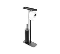 Brabantia - Mindset Mayordomo de Aseo - Estante de Baño, Portarrollos de Papel Higiénico & Escobilla de Inodoro Higiénica - Acero Resistente a la Corrosión - Infinite Gris - 75,5 x 12,5 x 29 cm