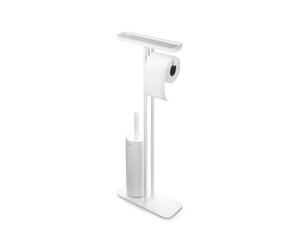 Brabantia - Mindset Mayordomo de Aseo - Estante de Baño, Portarrollos de Papel Higiénico & Escobilla de Inodoro Higiénica - Acero Resistente a la Corrosión - Blanco Fresco - 75,5 x 12,5 x 29 cm