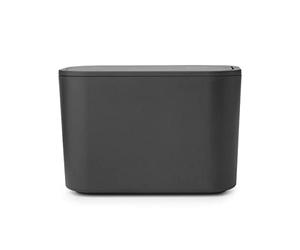 Brabantia - Mindset Recipiente para Residuos - óptimo para Residuos Pequeños - Tapa Oscilante Extraíble - No se Raya - Fácil de Limpiar - Resistente a la Corrosión - Gris oscuro - 8,5 x 15 x 10 cm