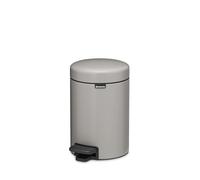 Brabantia NewIcon 3L cubo de basura cocina (Soft Grey), papelera cocina pequeña para baño, cubo basura pedal con cierre suave e interior extraíble, patas antideslizantes,17 x 24 x 26 cm