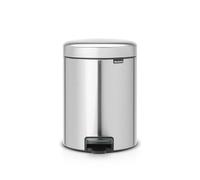 Brabantia NewIcon - Cubo de basura de pedal de 5 litros, color acero mate anti-huellas