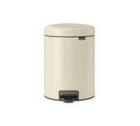 Brabantia - NewIcon Cubo de Pedal 5L - Papelera Pequeña para Baño o Aseo - Tapa de Cierre Suave - Funcionamiento con Pedal Ligero - Cubo Interior Extraíble - Soft Beige - 21 x 27 x 29 cm