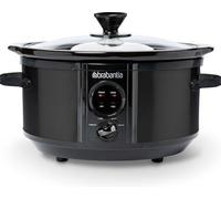 Brabantia Olla de cocción lenta de 3,5 L de acero inoxidable negro, 3 niveles de calor, función de conservación de calor y apta para lavavajillas, BBEK1081MB