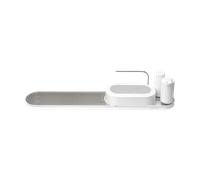 Brabantia - Conjunto SinkStyle con organizador fregadero, bandeja de secado, dispensador de jabón y placa de acero inoxidable extraíble - Mineral Fresh White
