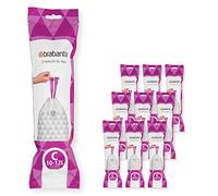 Brabantia PerfectFit Bags Bolsas de Basura, Código C (10-12L), 200 uds | Plástico Resistente Antidesgarro, Cinta de Cierre, Bordes Invisibles, Orificios de Ventilación, Formato Multipack