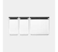 Brabantia Recipiente apilable, juego de 3, 2 x 1.6 litros y 1 x 3.5 litros, gris oscuro