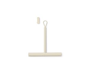 Brabantia - ReNew Limpiamamparas con Gancho para Puerta - Cepillo de Silicona & Escobilla Limpiadora para Cristales & Azulejos de Baño - Mango Suave & Antideslizante - Soft Beige - 42,1 x 9 cm