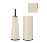 Brabantia - ReNew Dispensador de Papel Higiénico - Para 3 Rollos de Repuesto - Apto para Rollos de Tamaño Estándar - Resistente a la Corrosión - Accesorio de Baño - Soft Beige - 13,2 x 13,2 x 32,1 cm