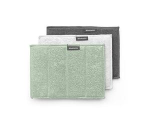 Brabantia - Sinkside Almohadillas de Microfibra para Limpiar - Esponja & Microfibra - Apto para Lavadora - para Limpiar Platos, Encimeras & Espejos - Paño de Microfibra - Juego de 3 - Jade Green