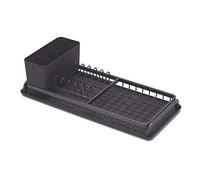 Brabantia SinkSide Escurreplatos, Dark Grey, 20x46 cm | Para el Fregadero de la Cocina, Para hasta 5 platos, Cesta para Cubiertos Extraíble, Bandeja de Goteo, Patas Antideslizantes