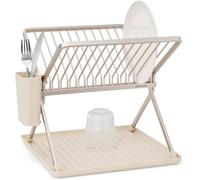Brabantia SinkSide Escurridor para fregadero plegable (Soft Beige), escurridor de platos para fregadero con escurridor de cubiertos extraíble, versátil para la vajilla