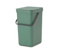Brabantia Sort & Go 12L Cubo de basura (verde abeto), cubo basura reciclaje con asa y tapa extraíble con posición abierta, papelera cocina para reciclaje con diseño multi-talento, fácil de limpiar