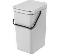 Brabantia Sort & Go 16L Cubo de basura (gris claro), cubo basura reciclaje con asa y tapa con posición abierta, papelera cocina para reciclaje con diseño multi-talento, fácil de limpiar