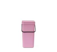Brabantia Sort & Go 16L Cubo de basura (Lilac Pink), cubo basura reciclaje con asa y tapa con posición abierta, papelera cocina para reciclaje con diseño multi-talento, fácil de limpiar
