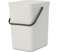 Brabantia Sort & Go 25L Cubo de basura(gris claro), cubo basura reciclaje con asa y tapa con posición abierta, papelera cocina para reciclaje con diseño multi-talento, fácil de limpiar