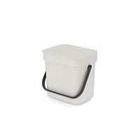Brabantia Sort & Go 3L Cubo de basura (gris claro), cubo basura reciclaje con asa y tapa extraíble con posición abierta, papelera cocina práctica con diseño compacto, fácil de limpiar