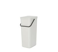 Brabantia - Cubo de Basura Sort & Go 40L - Papelera Grande de Reciclaje para la Cocina - Tapa en Posición Abierta - Asa de Transporte - se Ajusta a la Pared - Light Grey - 27 x 35 x 62 cm