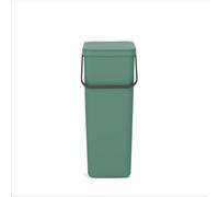 Brabantia Sort & Go 40L Cubo de basura(verde abeto), cubo basura reciclaje con asa y tapa con posición abierta, papelera cocina para reciclaje con diseño espacioso, fácil de limpiar