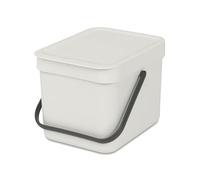 Brabantia Sort & Go 6L Cubo de basura (gris claro), cubo basura reciclaje con asa y tapa extraíble con posición abierta, papelera cocina práctica con diseño compacto, fácil de limpiar