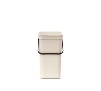 Brabantia Sort & Go 6L Cubo de basura (Soft Beige), cubo basura reciclaje con asa y tapa extraíble con posición abierta, papelera cocina práctica con diseño compacto, fácil de limpiar