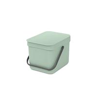 Brabantia Sort & Go 6L Cubo de basura(verde jade), cubo basura reciclaje con asa y tapa extraíble con posición abierta, papelera cocina práctica con diseño compacto, fácil de limpiar