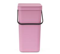 Brabantia Sort & Go 16L Cubo de basura (Lilac Pink), cubo basura reciclaje con asa y tapa con posición abierta, papelera cocina para reciclaje con diseño multi-talento, fácil de limpiar