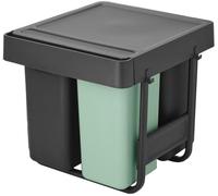 Brabantia Sort y Go 3, Cubo de basura empotrable, 10/10/20 litros, plástico, color gris y verde